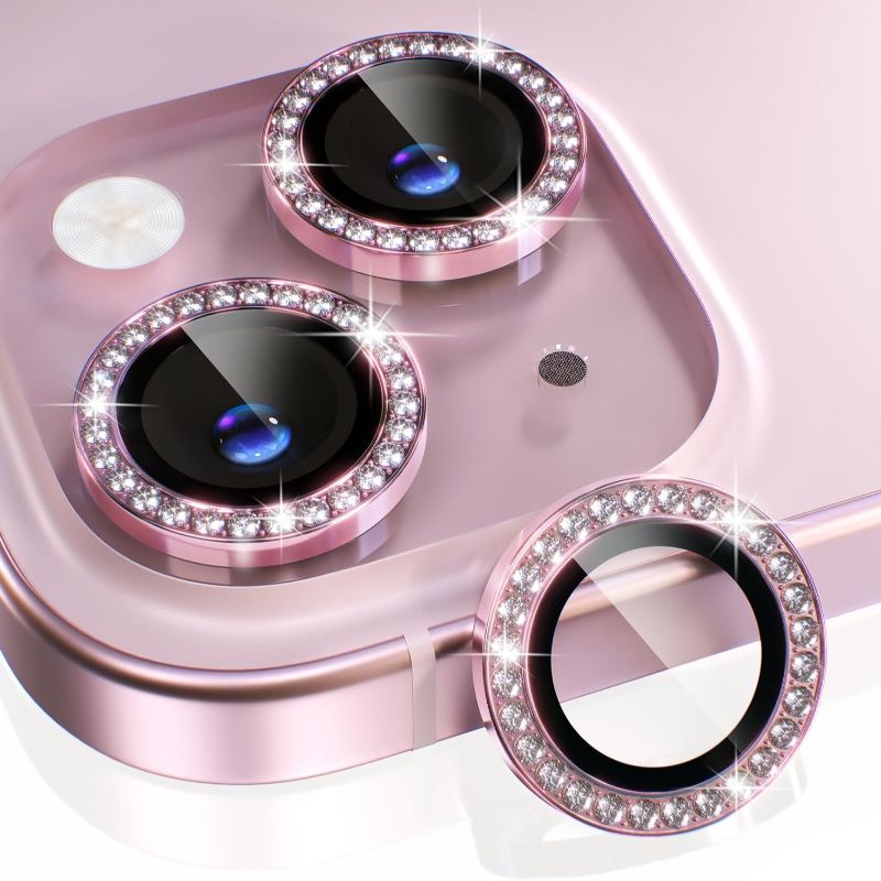 1PC Pink Glitter Diamond Camer - Tempered Glass Screen 9H 评论和价格